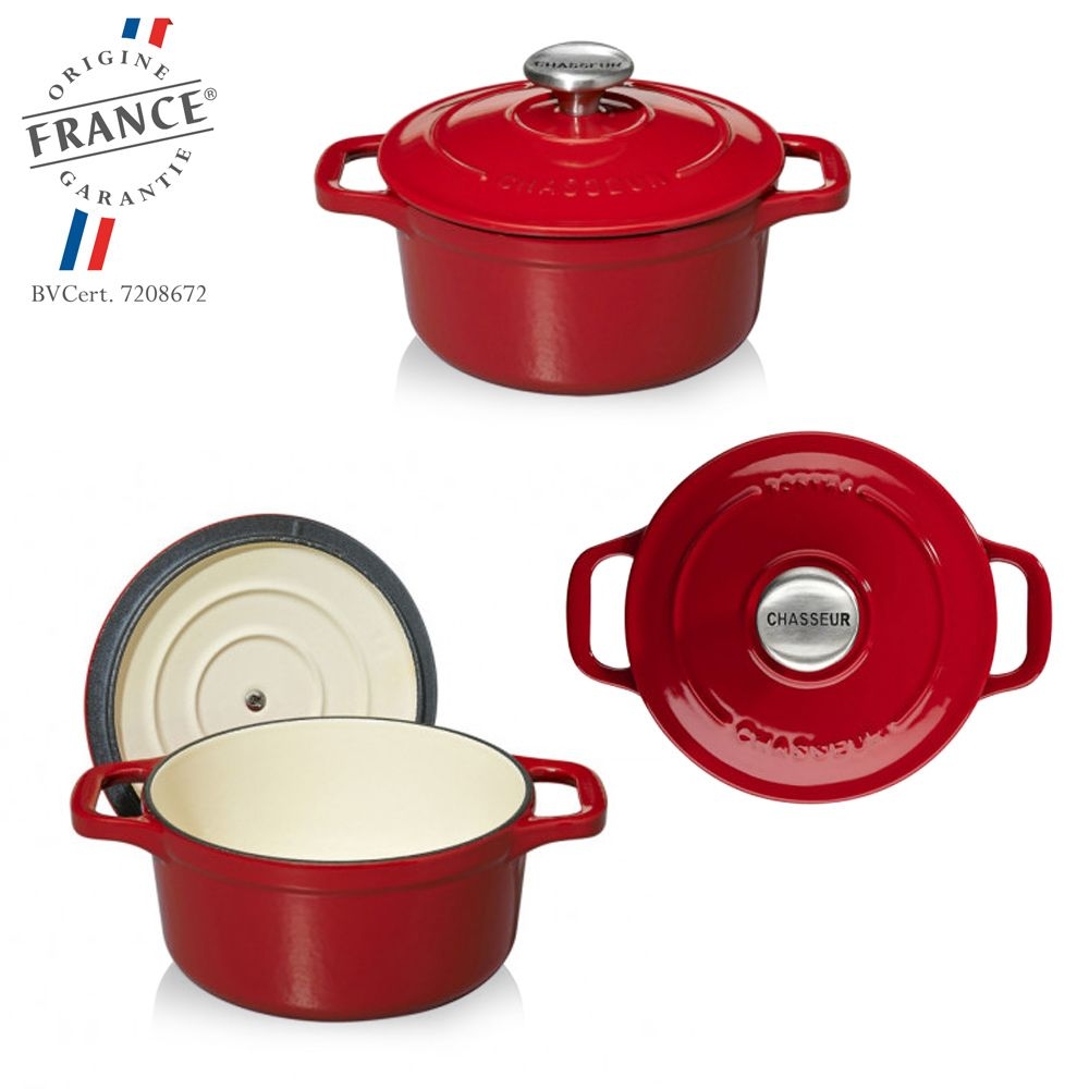 Chasseur French Round Enameled Cast Iron 10 Grill Pan - Red