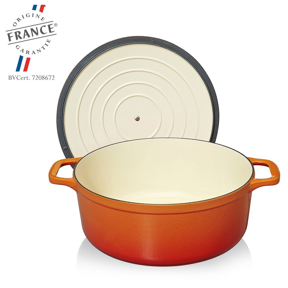 Chasseur - Runder Bräter - Gusseisen 32 cm - Orange geflammt