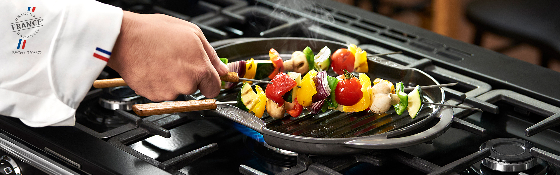 Chasseur 12-inch Red Rectangular French Enameled Cast Iron Grill Pan ( –  frenchhome