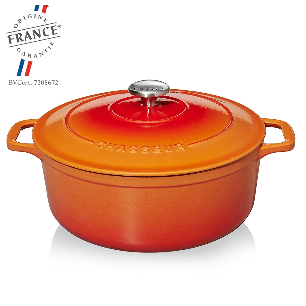 Chasseur - Runder Bräter - Gusseisen 32 cm - Orange geflammt
